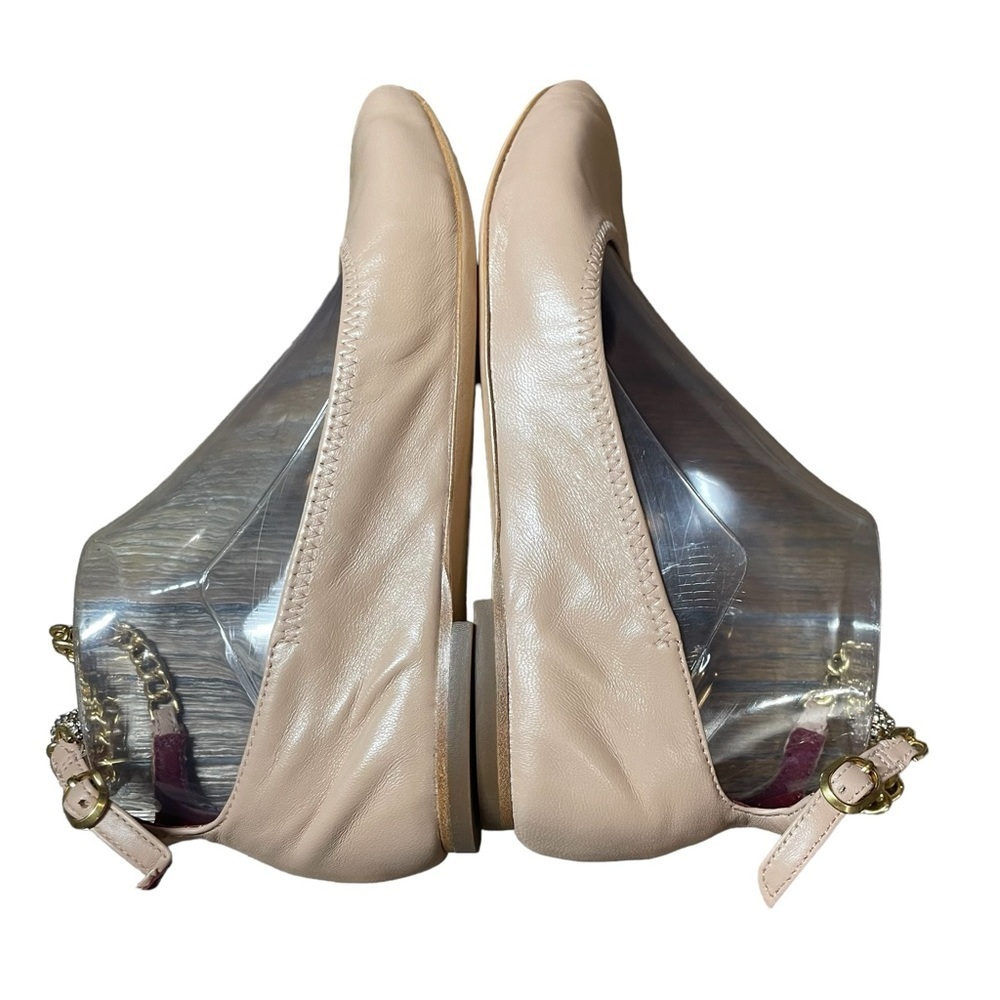Kate Spade Crush Leather Ballet Flats with Ankle Chain Milk Tea NEW Size 5.5 - Picture 10 of 11